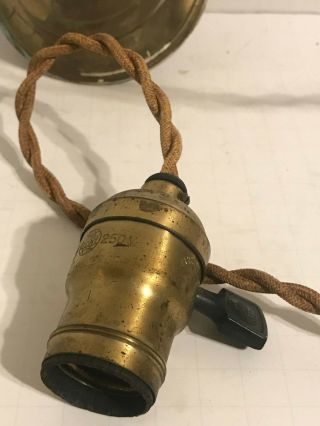 Antique Brass Braided cloth cord Hanging Ceiling Light 4