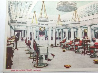 Vintage Advertising Postcard The Blackstone,  Barber Shop,  Chicago Unposted,  Rare