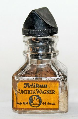 Antique German Pelikan Gunther Wagner Ink Glass Empty Bottle 1920 - 30 ' s 2
