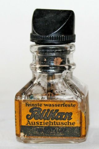 Antique German Pelikan Gunther Wagner Ink Glass Empty Bottle 1920 - 30 ' s 3