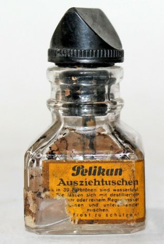 Antique German Pelikan Gunther Wagner Ink Glass Empty Bottle 1920 - 30 ' s 5