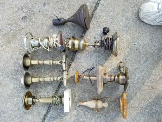 (8) Victorian/vintage/antique Boudoir Lamps For Refurbishing/projects/parts.