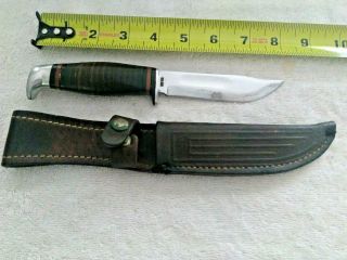 Vintage Case Xx 364 Fixed Blade Knife With Black Leather Sheath Semi - Rare