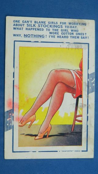 Ww2 Risque Bamforth Comic Postcard 1944 Nylons Silk Stockings Long Legs Theme