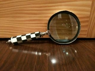 Vintage Rare Magnifying Glass W/black & White Checkered Handle