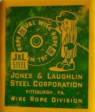 Vtg Advertising Jones & Laughlin J&l Steel Pittsburgh Pa Metal Paper Clip Yellow