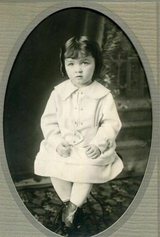Antique Matted Photo Darling Little Girl W Curls Id 