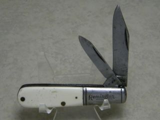 Vintage Remington Script Marking White 2 Blade Barlow Knife C.  1935 - 1940
