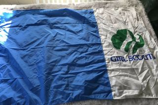 Vintage Girl Scouts Of America Blue And White 100 Nylon Flag 3’x5’