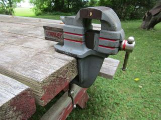 Vintage Stanley 763 Clamp On Bench Vise Portable 2 " Jaw With Anvil 3 Lb.  14 Oz.