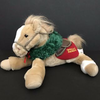 Rare Wells Fargo Legendary Pony Buck Horse Brown Holiday Wreath Plush Pony 2003
