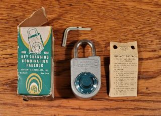 Vintage Sargent & Greenleaf 8088 Key Changing Combination Padlock