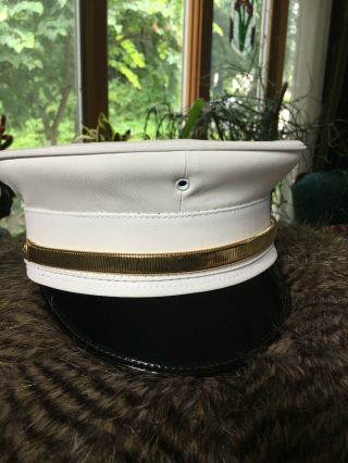 Vintage Fd Fireman White Dress Hat Size 7 5/8 Uniform Nos Usa Union Made