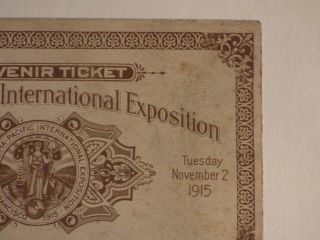 San Francisco Souvenir Ticket WITH TAB Panama - Pacific Exposition 1915 3