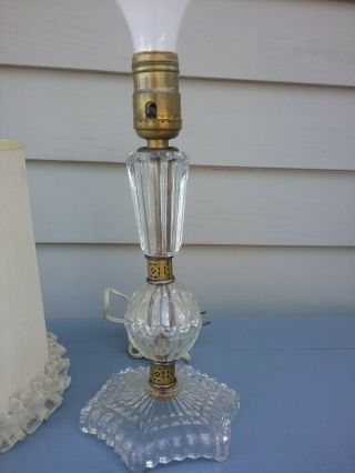 Single Vintage Glass & Ormolu Bedroom Vanity Boudoir Table Lamp W/ Shade