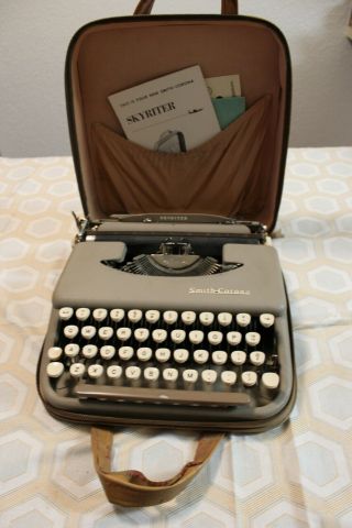 Vintage Smith Corona Portable Travel Typewriter In Case W Paperwork