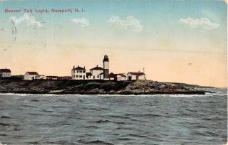 C.  1910 Beaver Tail Light House Newport Ri Post Card Narragansett Bay Jamestown