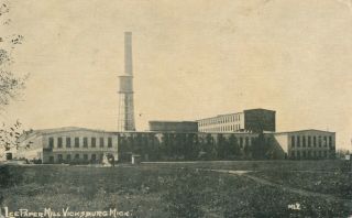 1914 Vicksburg,  Michigan Lee Paper Mill Sepia Photo Postcard