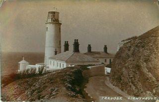 Rp Trevose Lighthouse Cornwall Real Photo Posted 1911