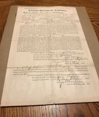 Rare Citizenship Of German To The United States Certificate,  State Of Iowa 1886