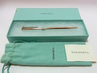 Tiffany & Co.  Sterling Silver 925 T - Clip Ballpoint Pen W/box & Pouch