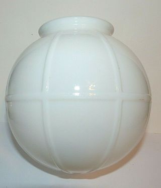 White Milk Glass Round Globe/shade 6.  5 " Ceiling Hanging Lamp 3 5/16 " Fit Ribbed