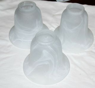 Set Of 3 Alabaster Glass Lamp Shades 5.  25 " Diameter Bottom,  1 5/8 " Diameter Top