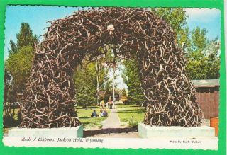 Postcard Arch Of Elk Horns Jackson Hole Wyoming Vintage 6826