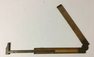 Vintage Stanley No.  36 1/2 Boxwood & Brass Carpenter Caliper Folding Ruler 12 
