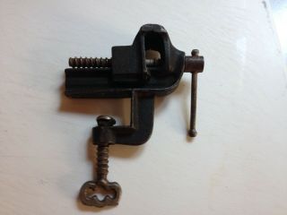Cast Iron Vintage Mini - Gunsmith/jewelers/craft Vise,  1 ½” Jaws,  ¾” Clamp - On