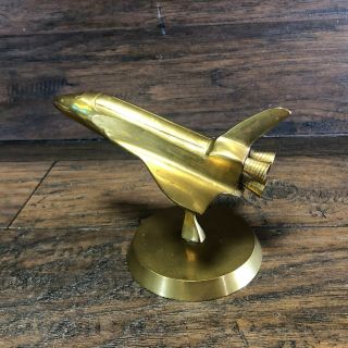 Vintage Brass Nasa Space Shuttle Desk Model / Paperweight From Engineers Estate