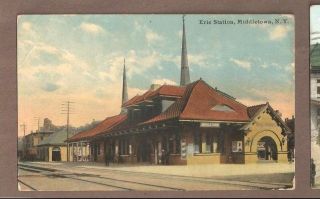 Vintage Postcard Railroad Station Train Depot Middletown York