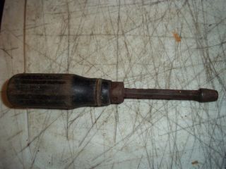 VINTAGE ANTIQUE OLD WOOD HANDLE HEX WRENCH NUT DRIVER 57/8 
