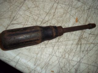 VINTAGE ANTIQUE OLD WOOD HANDLE HEX WRENCH NUT DRIVER 57/8 