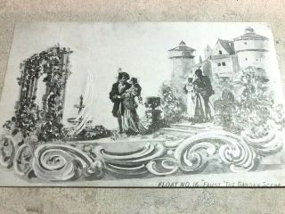 Antique Postcard St Louis Float No.  16 Faust The Garden Scene