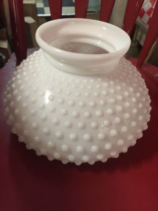 Hobnail White Milk Glass Hurricane Table Lamp Shade 7 Inch Fitter
