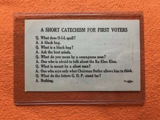 1924 John W.  Davis Catechism For First Voters Presidential Campaign Flier