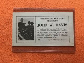 1924 John W.  Davis For President Campaign Flier With Photo Farm Program