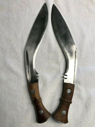 2 Vintage Fixed Blade Knife Nepalese Military Gurkha Kukri Blade Machete Full Ta