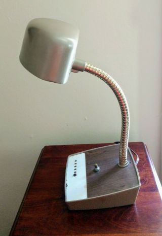 Vintage Mid Century Industrial Gooseneck Metal Intercom Style Desk Lamp