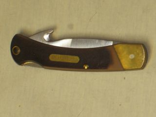 Vtg Schrade Usa Old Timer 9ot Gut Hook Folding Knife & Sheath