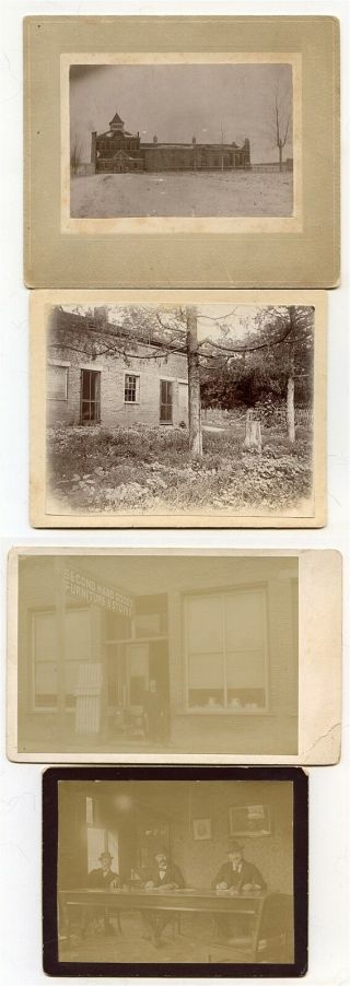 4 Cab Card Photos Of Indoor And Outdoor Scenes (c1894 - 1903)