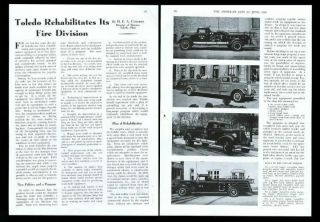 1941 Toledo Fire Dept Shacht Ahrens - Fox Buffalo Fire Truck Engine Photo Article