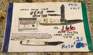Rare 1960’s Mickey Mantel Bear Hunter Pocket Knives - 166 Out Of 539 Knives Prd