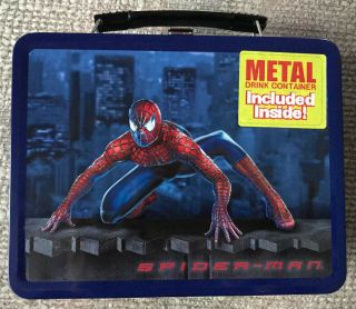 Vintage Spider - Man Metal Lunchbox With Thermos
