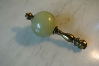 Vintage Green Alabaster Lamp Finial Antique Heavy Marble Brass 4.  5”