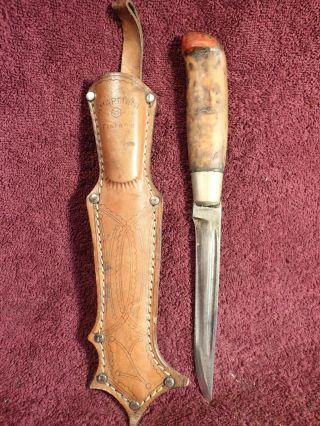 Sharp Long Blade Knife Puukko W Leather Sheath Marttiini Finland Finnish