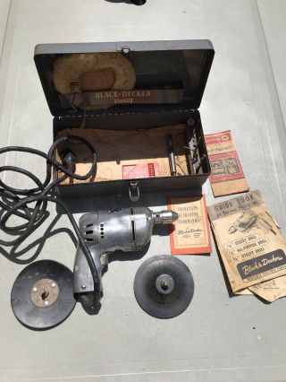 Vintage Black And Decker 1/4 " Utility Drill Kit,  U - 2,  Great