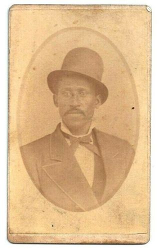 Antique African American Cdv Gentleman In Suit & Top Hat By Lw Upton Oberlin Oh