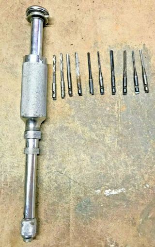 Vintage Stanley Yankee Push Drill No 41 W/ 10 Drill Bits Usa
